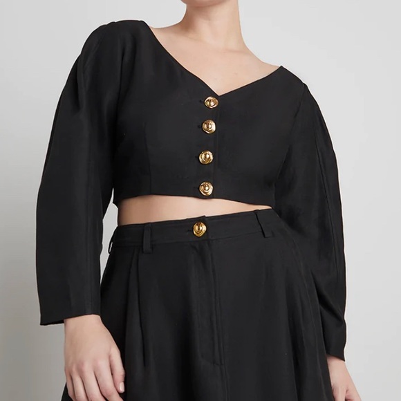 Who What Wear Tops - Who What Wear Brynn Washed Canvas Top With Statement Buttons